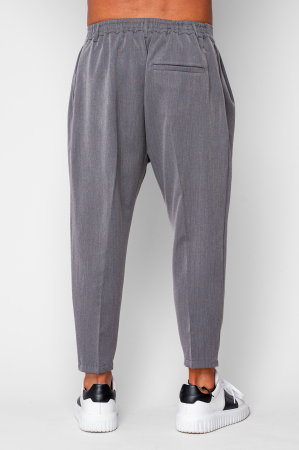 Pantalon lung cu elastic si nasture Grey Anthracite [2]