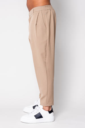 Pantalon lung conic cu tur lasat Beige [1]