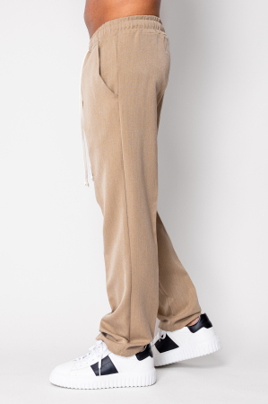 Pantalon lung cu snur alb Beige [1]