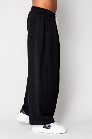 Pantalon lung foarte larg cu snur Black [1]
