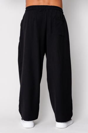 Pantalon lung foarte larg cu snur Black [2]