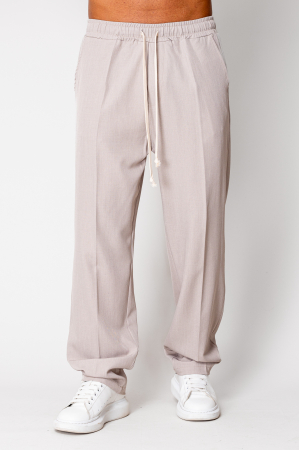 Pantaloni - Pantalon lung cu snur Taupe