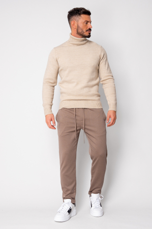Pantalon lung cu snur Light Brown [4]