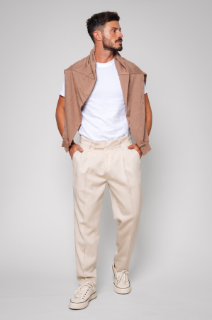 Linen long pants Light Beige [0]