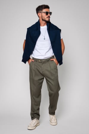 OUTLET - Pantaloni lung din IN Dark Green