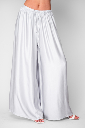 Pantaloni - Pantalon lung din mix de matase Light Grey