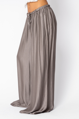Long silk blend trousers Taupe [1]