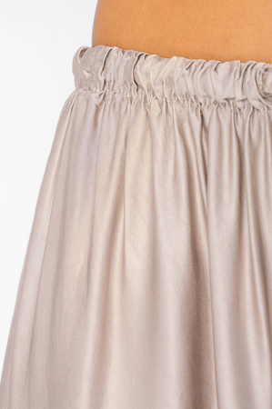 Pantalon lung din mix de matase Light Taupe [2]
