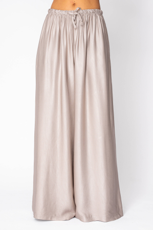 Pantalon lung din mix de matase Light Taupe [1]