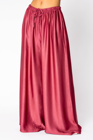 Pants - Long silk blend trousers Terracotta Rose