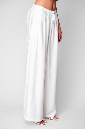 Pantalon lung din mix de matase White [2]