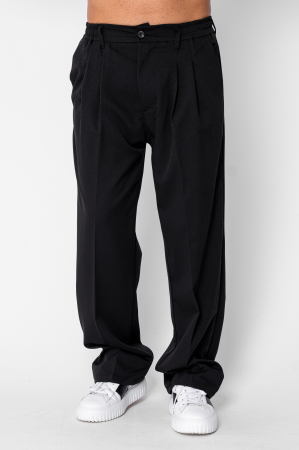 BARBATI - Pantalon lung larg cu nasture Black