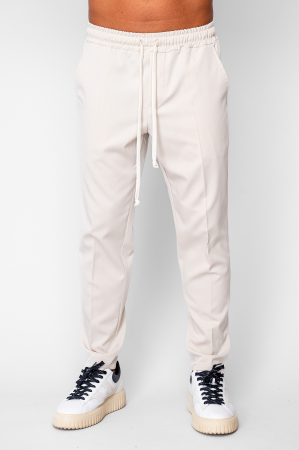 BARBATI - Pantalon lung conic cu snur Beige