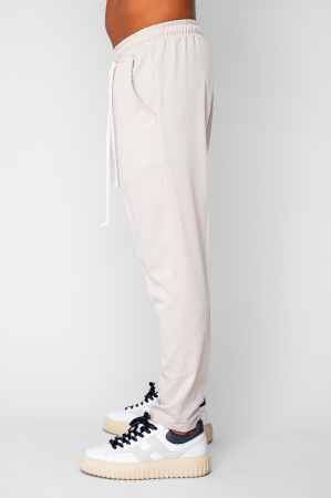 Pantalon lung conic cu snur Beige [1]