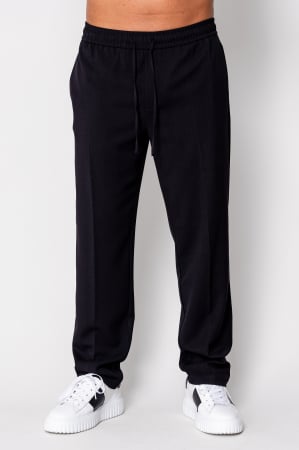 Sale Men - Black straight-leg trousers with drawstring