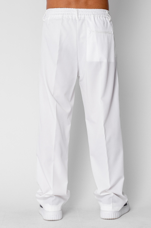 Pantalon lung larg cu nasture White [2]