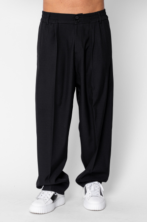 BARBATI - Pantalon drept larg cu nasture Black