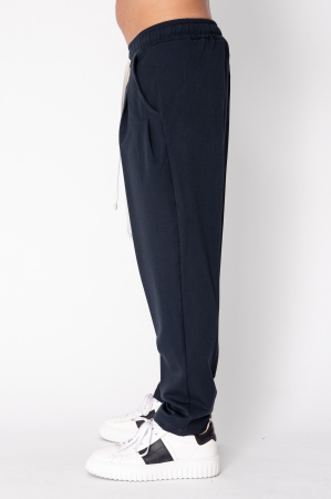 Pantalon lung larg cu snur Navy [1]