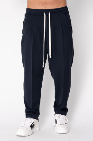BARBATI - Pantalon lung larg cu snur Navy
