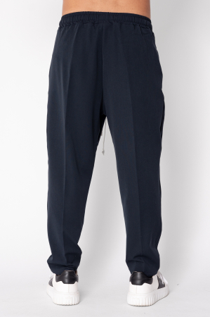 Pantalon lung larg cu snur Navy [2]
