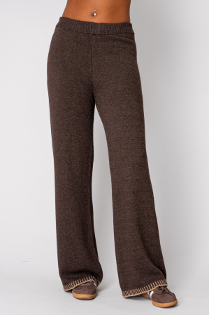 Pantaloni - Pantalon lung Talline din mix de lana si casmir Brown