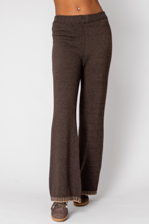 Pantalon lung Talline din mix de lana si casmir Brown [2]