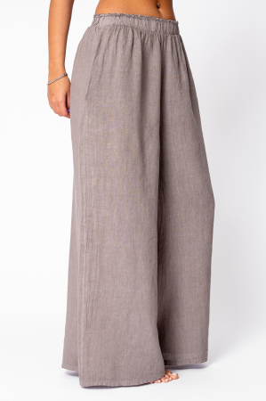 Wide Long pants 100% Linen Taupe [1]