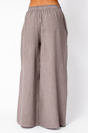 Wide Long pants 100% Linen Taupe [2]