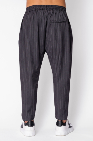 Long Stripe trousers with elastic and button Black [2]