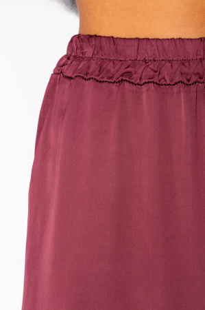 Burgundy silk blend long puffer pants [3]