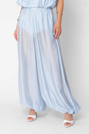 WOMEN - Long puffy pants set Light Blue