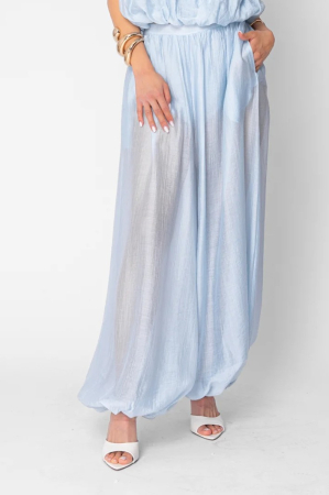 Long puffy pants set Light Blue [1]