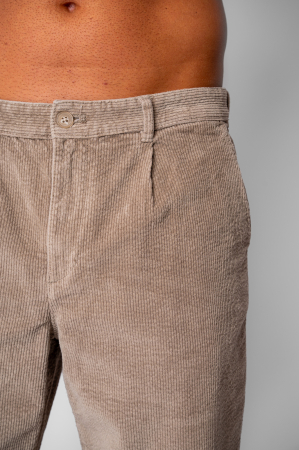 Pantaloni drep lung din reiat bumbac Beige [3]