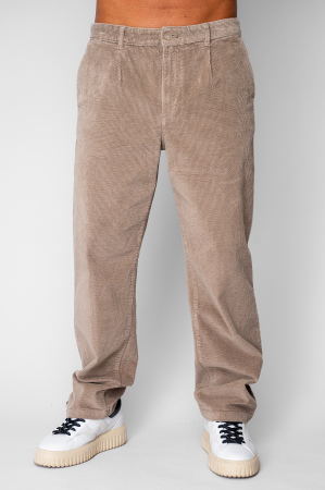 Pantaloni - Pantaloni drep lung din reiat bumbac Beige