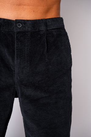 Pantaloni drep lung din reiat bumbac Black [3]