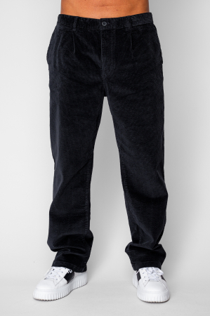 Pantaloni - Pantaloni drep lung din reiat bumbac Black
