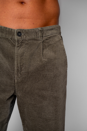 Pantaloni drep lung din reiat bumbac Kaki [3]