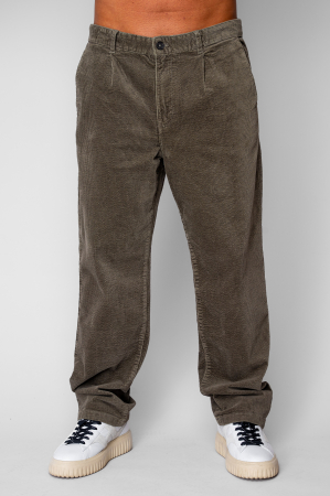 Pantaloni - Pantaloni drep lung din reiat bumbac Kaki