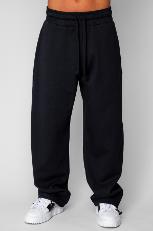 Pantaloni - Pantaloni din bumbac, lung cu cordon elastic cu stopper la terminatie Black