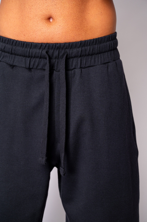 Pantaloni din bumbac, lung cu cordon elastic cu stopper la terminatie Black [3]