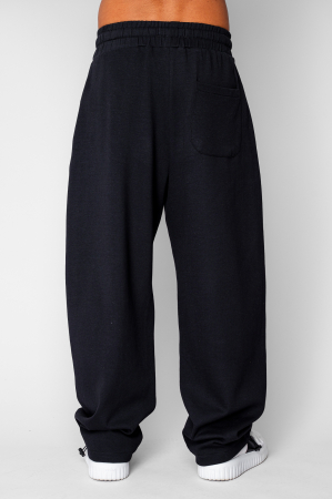 Pantaloni din bumbac, lung cu cordon elastic cu stopper la terminatie Black [2]