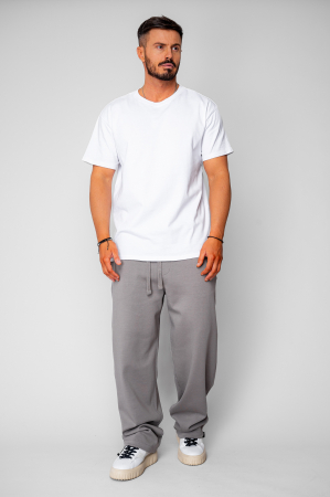 Pantaloni din bumbac, lung cu cordon elastic cu stopper la terminatie Grey [5]