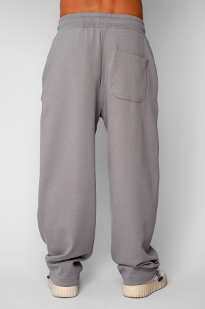 Pantaloni din bumbac, lung cu cordon elastic cu stopper la terminatie Grey [2]