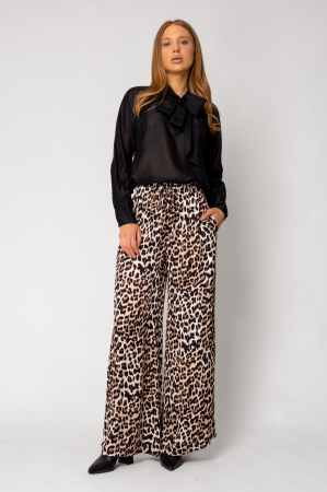 NOUTATI - Pantaloni Lung Animal Print Cream/Black