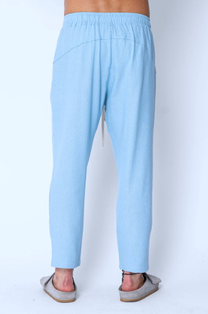Pantaloni lung din 100% IN cu snur Blue [1]