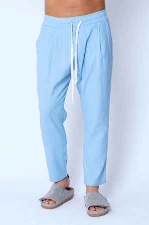BARBATI - Pantaloni lung din 100% IN cu snur Blue