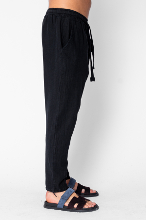 Pantaloni lung din 100% IN cu snur conic Black [1]