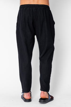 Pantaloni lung din 100% IN cu snur conic Black [2]
