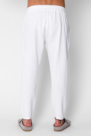 Pantaloni lung din 100% IN cu snur conic White [2]