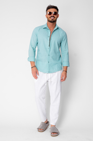 Pantaloni lung din 100% IN cu snur conic White [3]